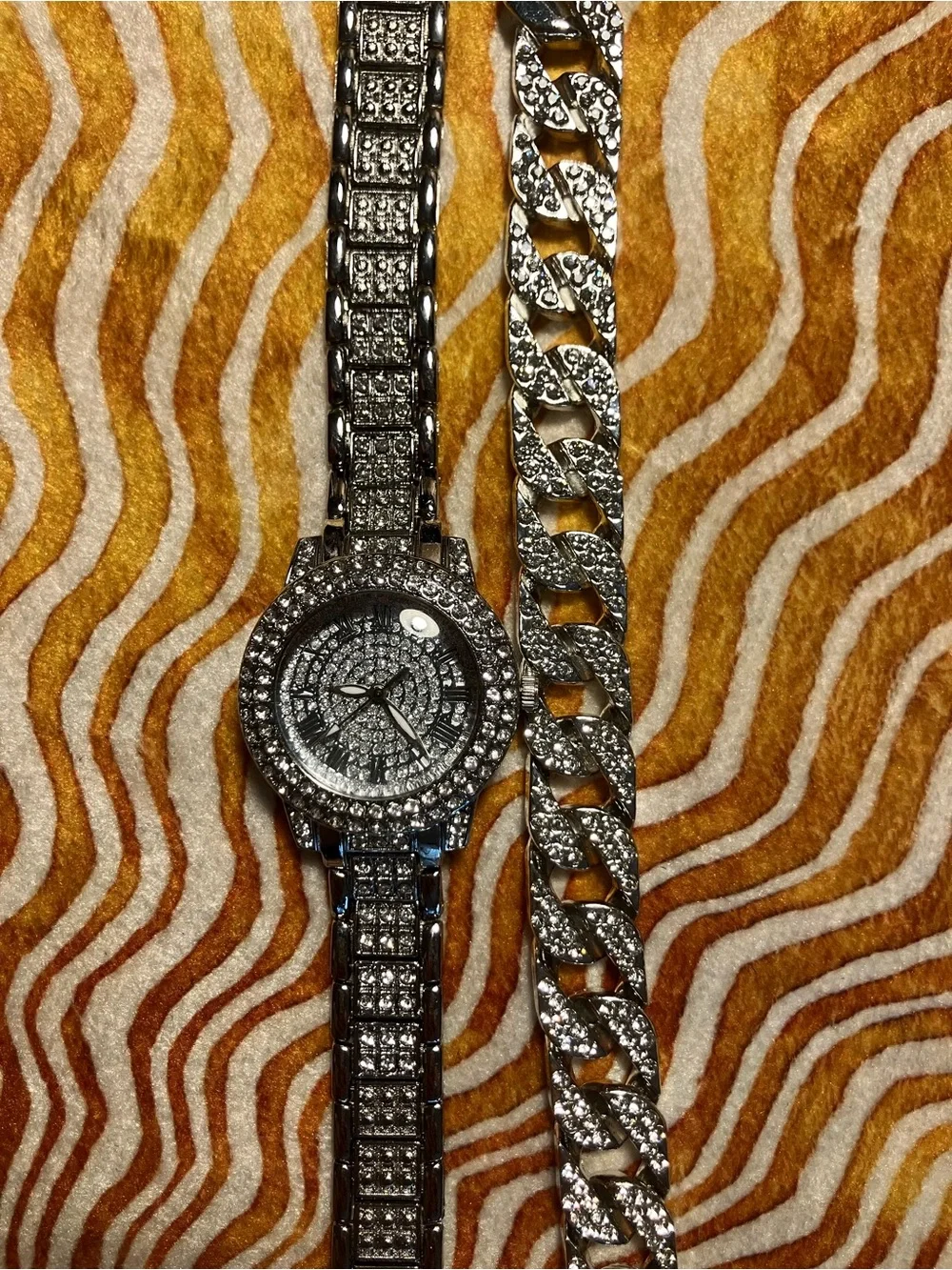 Woman’s Sparkling Silver Watch and Matching Bracelet
